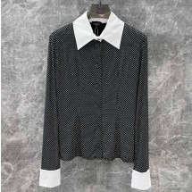 샤넬 FW24 로고만 프린트 싱글 긴팔셔츠 블랙화이트 P78128