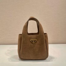 프라다 로고 레더 토트백 털가죽 1BA349