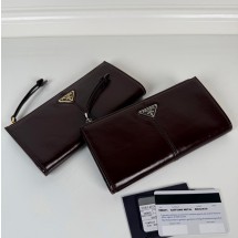 프라다 가죽 파우치 은장 금장 와인 1MB051