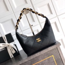샤넬 25FW 25K 체인 호보백 미니 퀼팅 호보 숄더백  블랙 AS5837