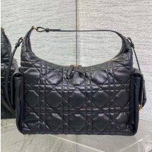 디올 D-Dream 매크로까나쥬 램스킨 라지 숄더백 크로스백 블랙 M6322UUVB