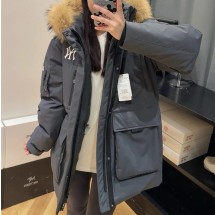 MLB 고프코어 후드 FUR 미드 구스 패딩 남여공용  그레이 3ADJB0656   F