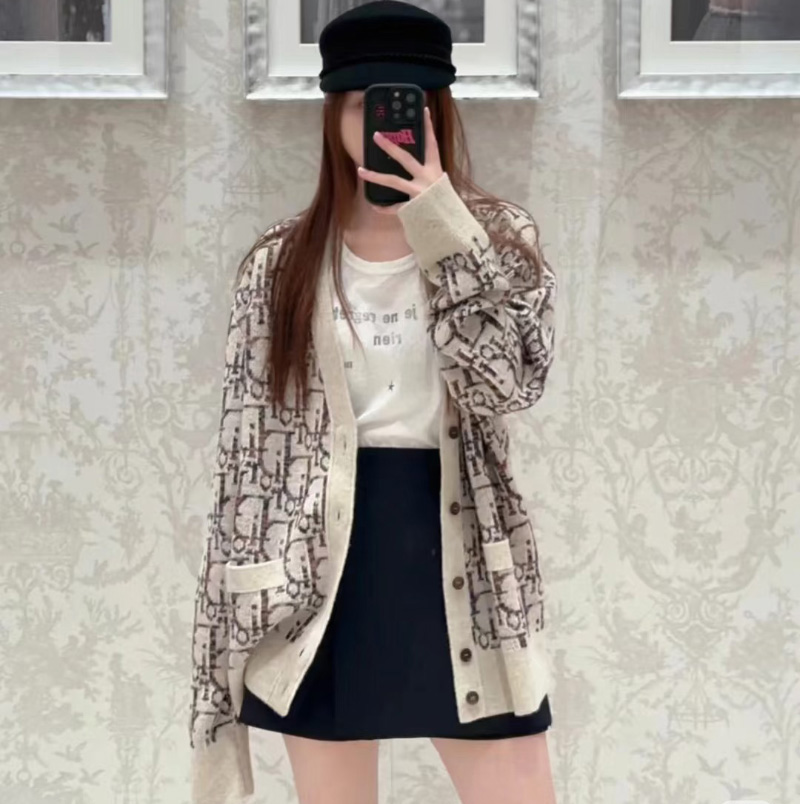 디올 오블리크 가디건 베이지 브라운 남여공용 213M233AT662  F