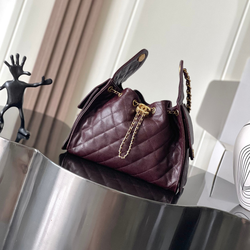 샤넬 25백 스몰 워시드 데님 버건디 AS5293