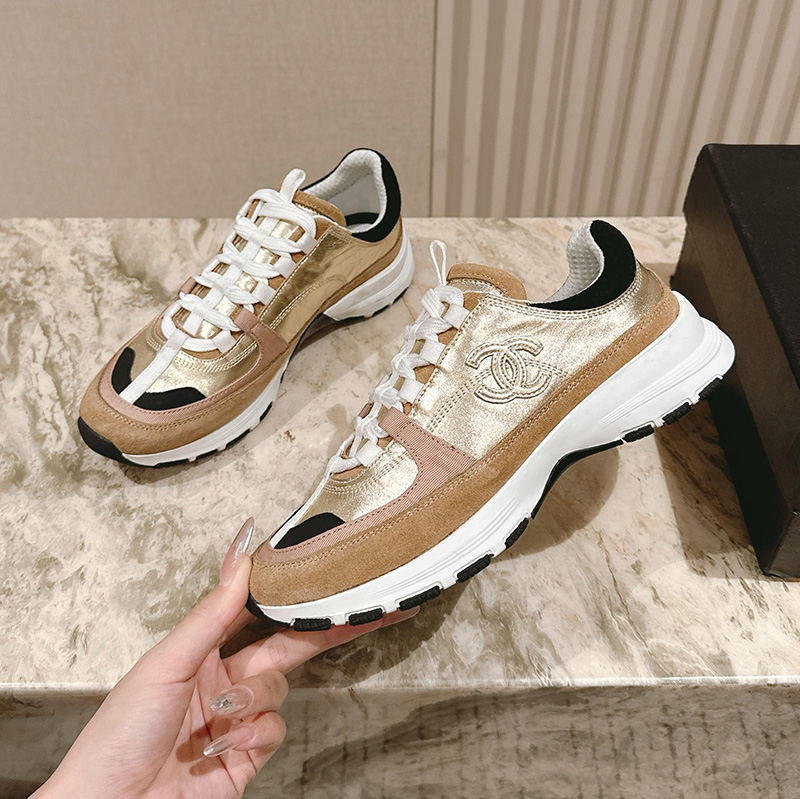 샤넬 25FW CC로고 라미네이티드 벨벳 스니커즈 골드 G46609