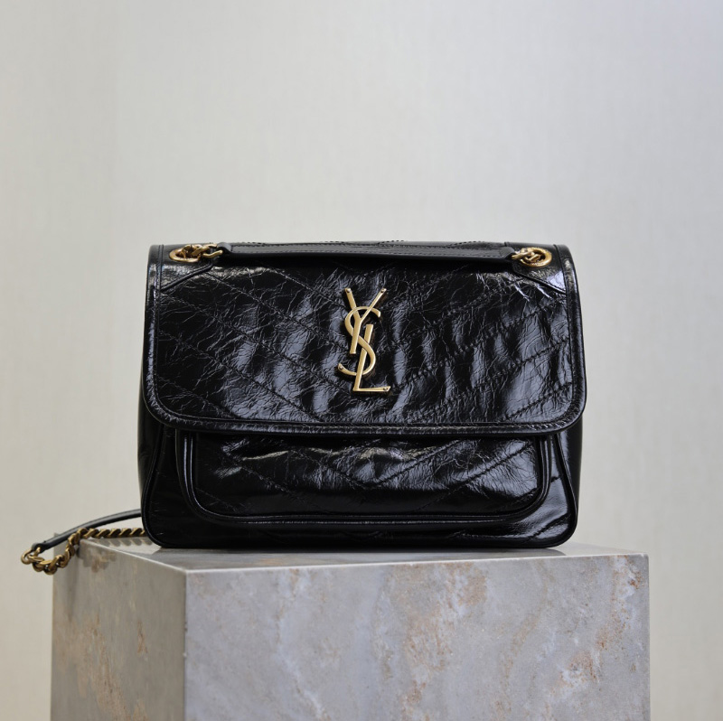 생로랑 니키 미듐 체인 백 블랙 633158