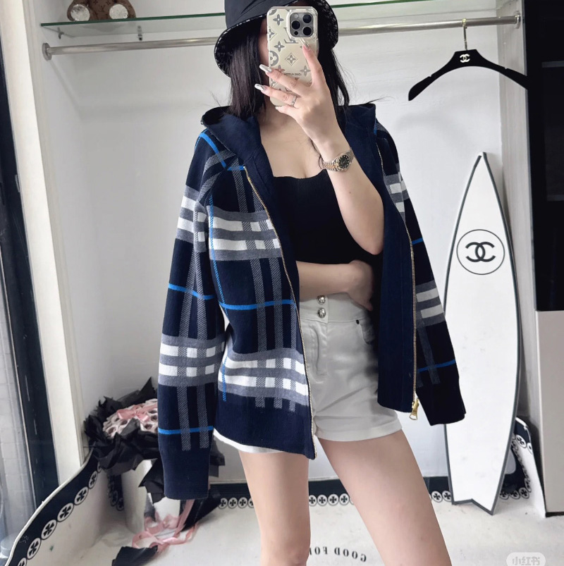 버버리 FERRYTON 체크 자카드 코튼 후드 티셔츠 80706691 F