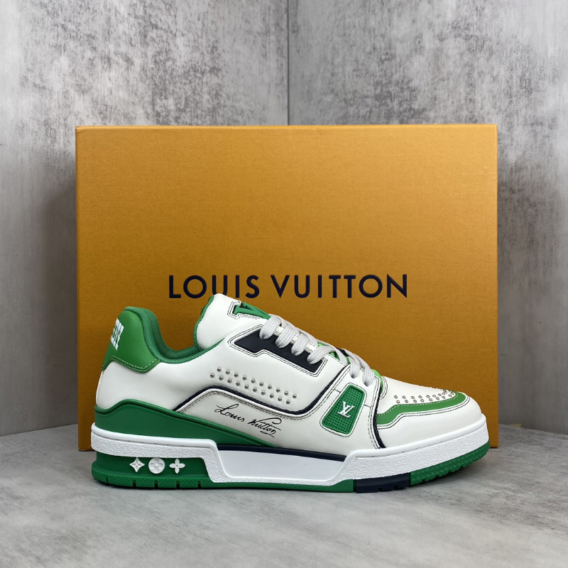 루이비통 트레이너 송아지 가죽 로우탑 그린 스니커즈 1AD7KL