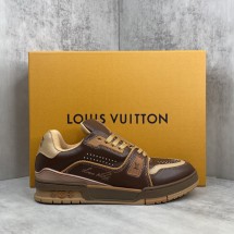 루이비통 트레이너 송아지 가죽 로우탑 브라운 스니커즈 1AD7L6