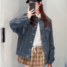 미우미우 여성 플로킹 데님 벨벳 블루종 데님 자켓 GWB280  Y