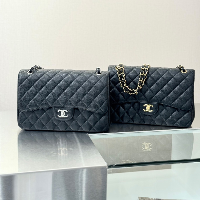 샤넬 클래식 라지 캐비어 블랙 A58600