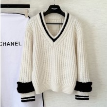 샤넬 25N 코코네쥬 풀오버 브이넥 CC로고 니트 울 스웨터 2컬러 P79690  Y