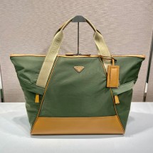 프라다 삼각로고 리나일론 레더 트레블 토트백 카키 2VC040
