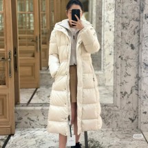 몽클레어 여성 점퍼 울 트리밍 후드 롱 다운 자켓 아이보리 K20931C00022539ZD999   F