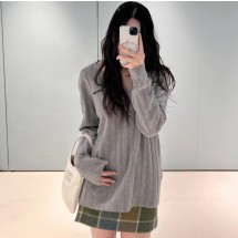 미우미우 울 캐시미어 브이넥 스웨터 MML02P  Y