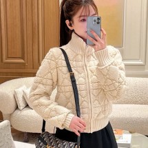 디올 매크로까나쥬 지퍼 가디건 캐시미어 여성 254V20AM340  D