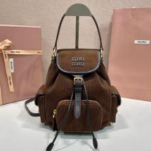 미우미우 골덴 원단 백팩 커피 5BZ043