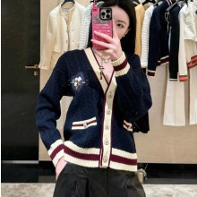 샤넬 26C 크루즈 캐시미어 가디건 브이넥 CC로고 패치  P81052  H