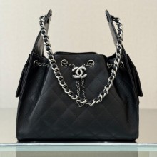 샤넬 25백 스몰 워시드 데님 블랙 은장 AS5293