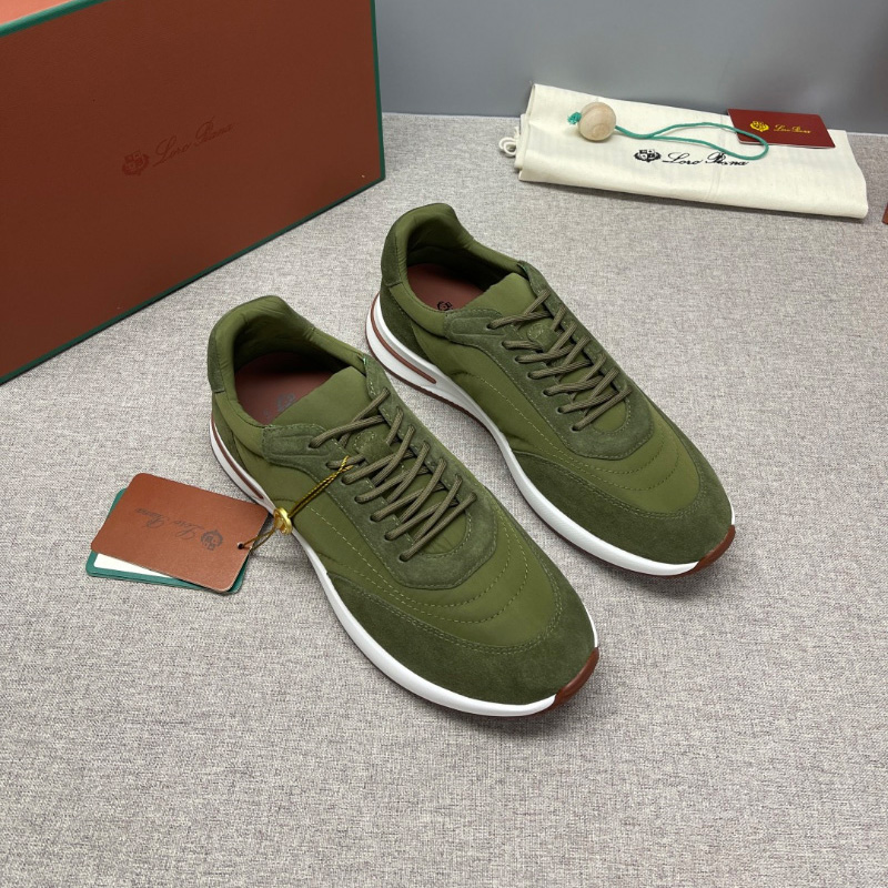 로로피아나 위켄드 워크 남성 스웨이드 쉘 그린 화이트 스니커즈 FAM17195715