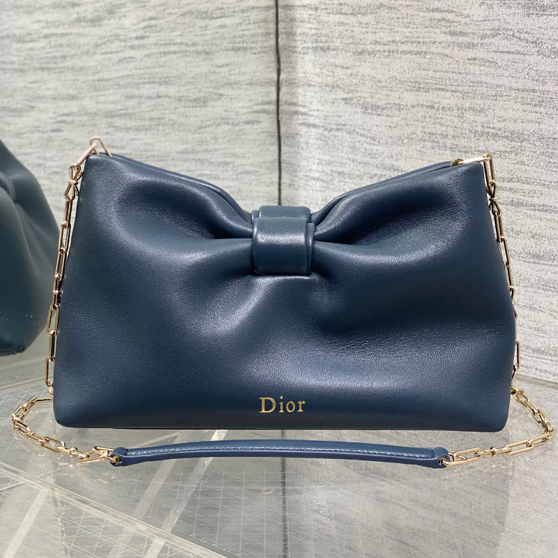 디올 보우 리본 백 미디엄 램스킨 네이비 M0714OUQO_M900