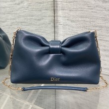 디올 보우 리본 백 미디엄 램스킨 네이비 M0714OUQO_M900