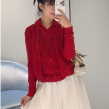 미우미우 레이스 효과 캐시미어 가디건 MMF01N  H